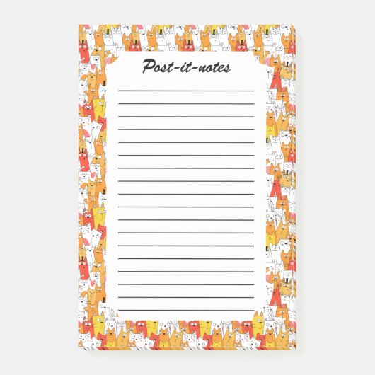 Post-it® Drôle Cartoon Cats Group Doodle (Devant)
