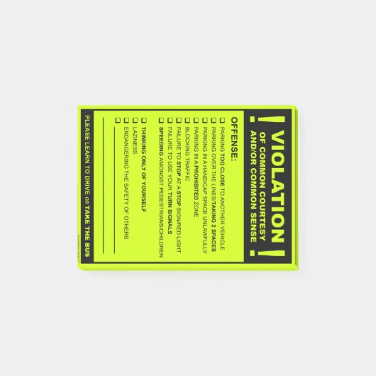 Post-it® Drôle Faux Parking Billet Conduite (Devant)