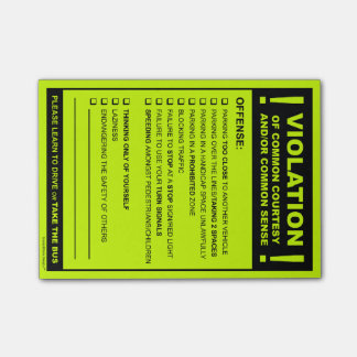 Post-it® Drôle Faux Parking Billet Conduite