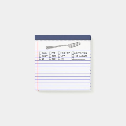 Post-it® Drôle Fourche Il Choix Multiples 3"X3" (Devant)