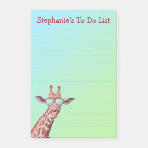 Post-it® Drôle Girafe Personnalisée Liste à faire sur Blue 
