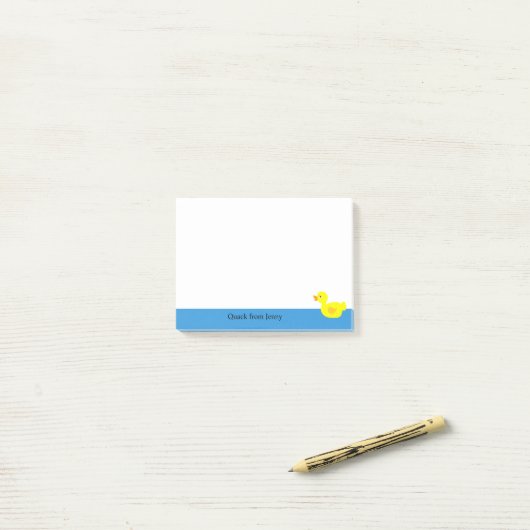 Post-it® Drôle mignon Canard Jaune Nom personnalisé Post-it (Sur un bureau)