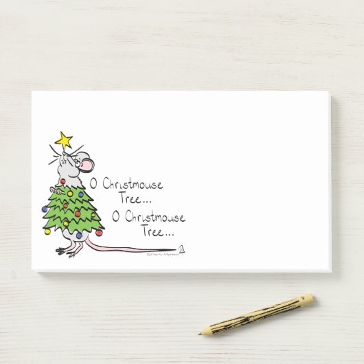 Post-it® Drôle Noël mignon Souris Arbre Cartoon (Sur un bureau)
