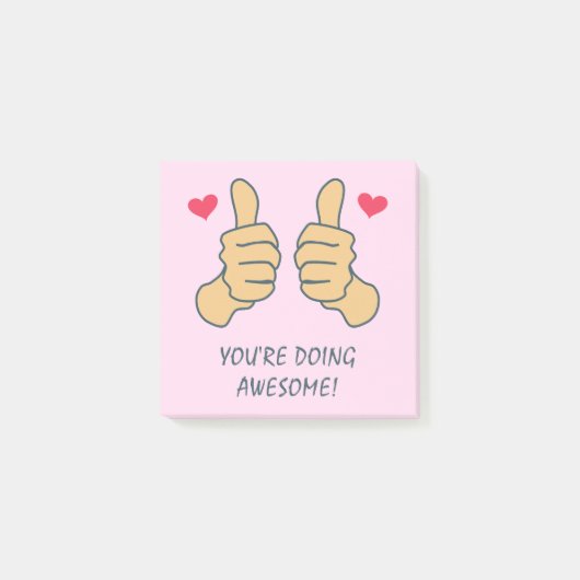 Post-it® Drôle Pouces Roses En Haut Faisant Une Motivation  (Devant)