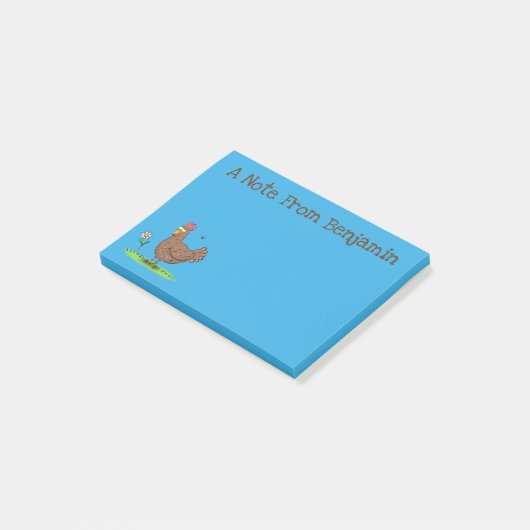 Post-it® Drôle poulet rustique whimsical dessin animé (Incliné)