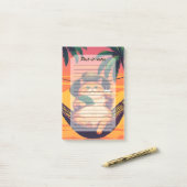 Post-it® Drôle Rétro Vacances de chats d'été (Sur un bureau)