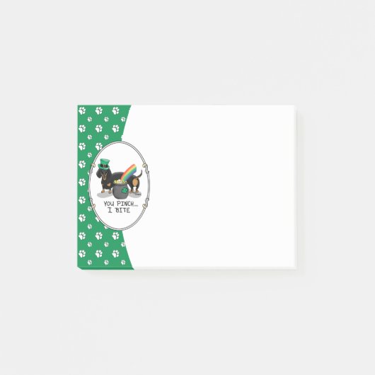 Post-it® Drôle St. Patrick's Day Dachshund (noir & bronzage (Devant)