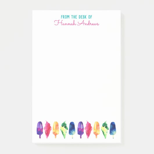 Post-it® Du bureau de la crème glacée d'aquarelle (Devant)