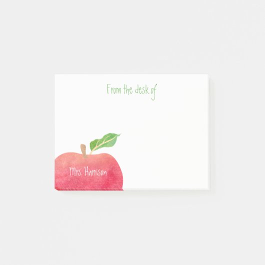 Post-it® Du bureau de l'aquarelle rouge Apple de professeur (Devant)