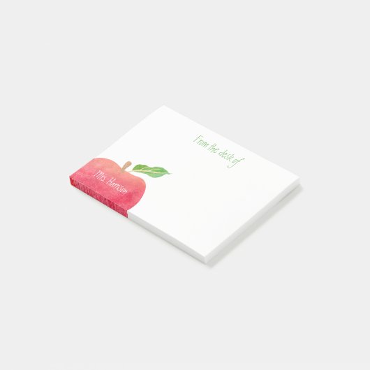 Post-it® Du bureau de l'aquarelle rouge Apple de professeur (Incliné)