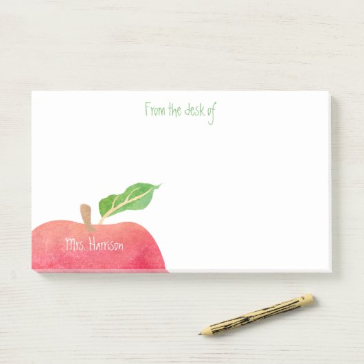Post-it® Du bureau de l'aquarelle rouge Customized Apple (Sur un bureau)