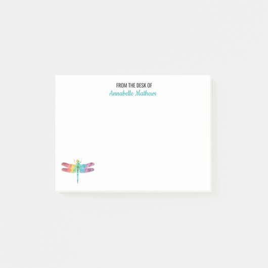 Post-it® Du Bureau De Rainbow Watercolor Dragonfly (Devant)