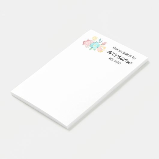 Post-it® Du Bureau des Fleurs Pastel Enseignant (Incliné)