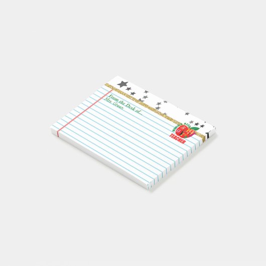 Post-it® Du bureau du nom | Apple de professeur (Incliné)