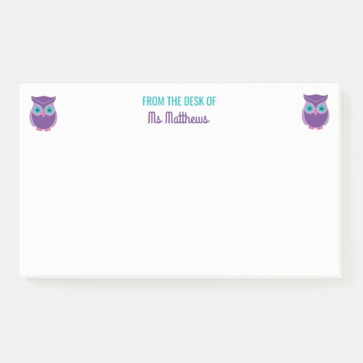 Post-it® Du bureau du pourpre personnalisé par hibou de (Devant)
