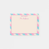 Post-it® Du Bureau Du Professeur Nom Pink Blue Stripes (Devant)