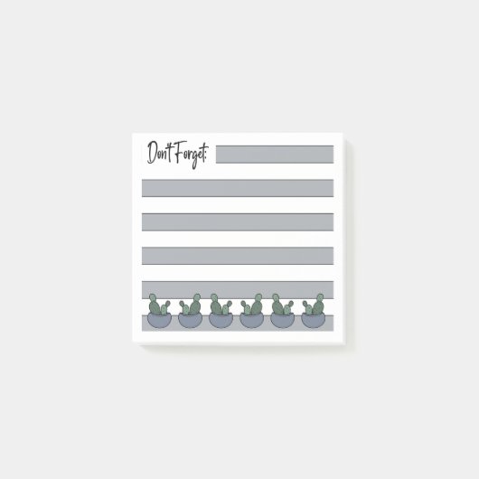 Post-it® Dusty Blue | Lined | Potted Cacti -  (Devant)