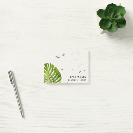 POST-IT® EAU EN PIERRE D'IVOIRE COULEUR VERT MONSTERA FEUIL (Bureau)