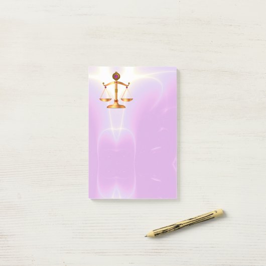 Post-it® ÉCHELLES D'OR JURIDIQUE, Rose Ultra Violet (Sur un bureau)