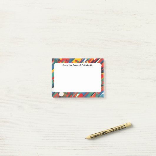 Post-it® Éclaboussure de peinture diagonale (Sur un bureau)