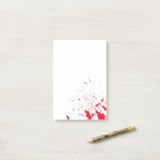 Post-it® Éclaboussure rouge de sang (Sur un bureau)