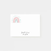 Post-it® Ecriture arc-en-ciel rose fille école personnalisé (Devant)