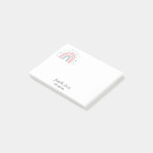 Post-it® Ecriture arc-en-ciel rose fille école personnalisé (Incliné)