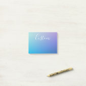 Post-it® Écriture de script modifiable moderne | Ombre colo (Sur un bureau)