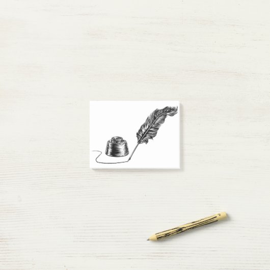 Post-it® Écriture du stylet de plume de quill et du stylet  (Sur un bureau)