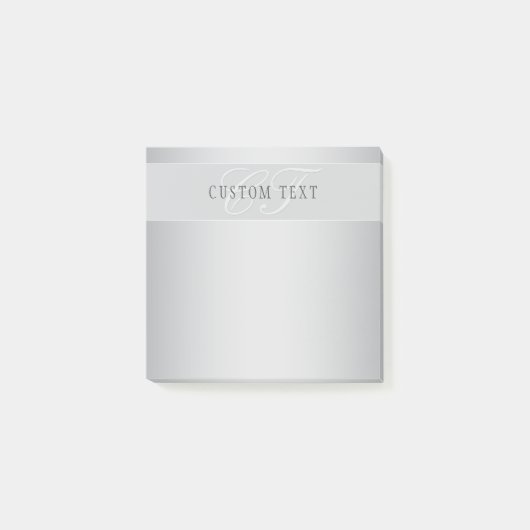 Post-it® Écriture élégante de monogramme modifiable | Gris (Devant)