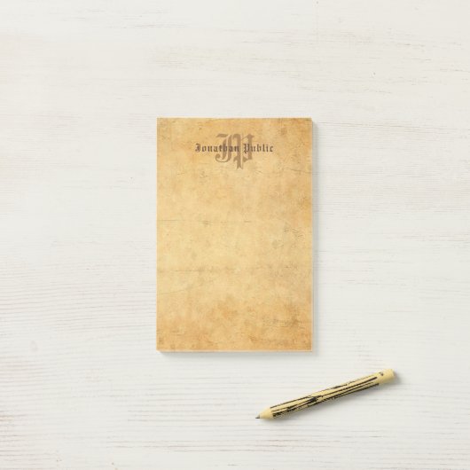 Post-it® Écriture manuscrite classique Monogramme Modèle él (Sur un bureau)