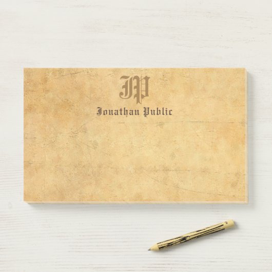 Post-it® Écriture manuscrite Monogramme Élégant Modèle Vint (Sur un bureau)