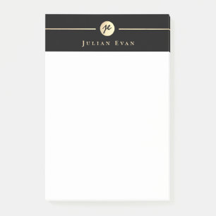 Post-it® Écriture moderne Noir Or Luxe Monogramme