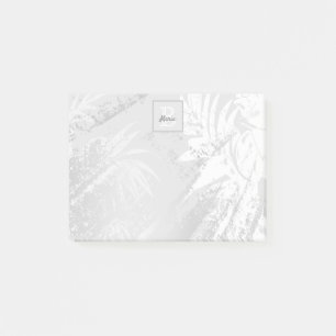 Post-it® Écriture monogramme feuille de palme d'argent chic