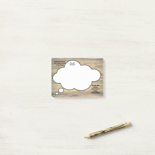 Post-it® Écriture Parole rustique Bubble Monogramme (Sur un bureau)