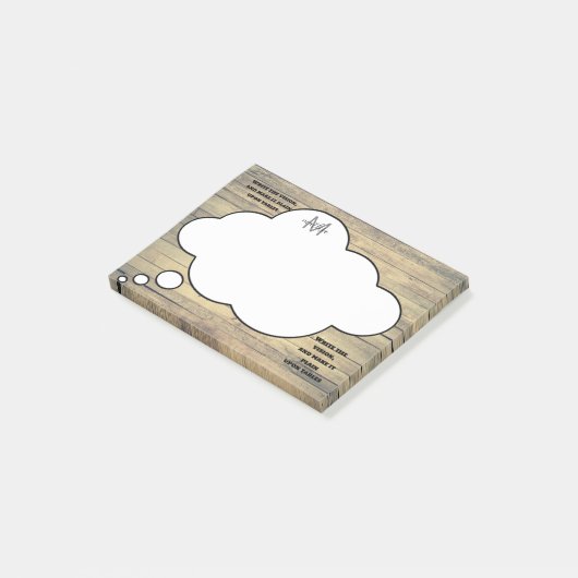 Post-it® Écriture Parole rustique Bubble Monogramme (Incliné)