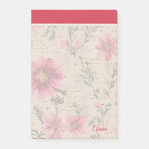 Post-it® Écriture personnalisée vintage arrière - plan flor