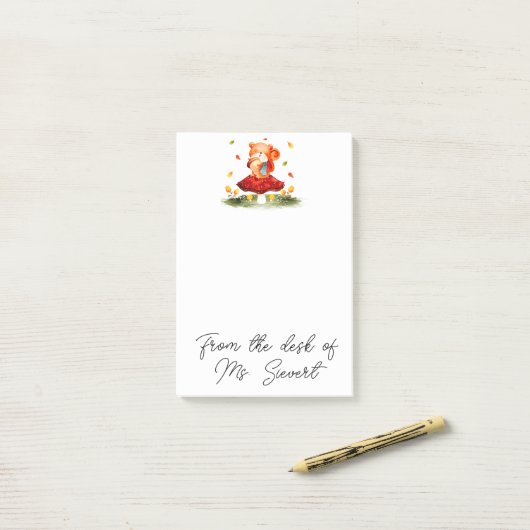 Post-it® Écureuil d'automne mignon (Sur un bureau)