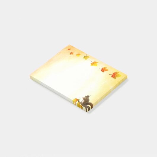 Post-it® Écureuil et feuilles d'automne Notes post-it (Incliné)