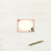 Post-it® Écureuil sauvage mignon et petit oiseau en beige (Sur un bureau)