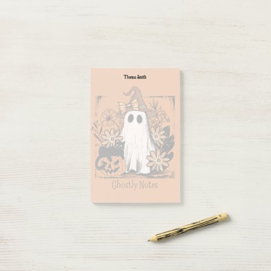 Post-it® Éffrayant Halloween Floral Ghosts (Sur un bureau)