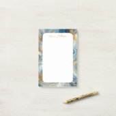 Post-it® Elégance contemporaine Bleu Blanc Or (Sur un bureau)