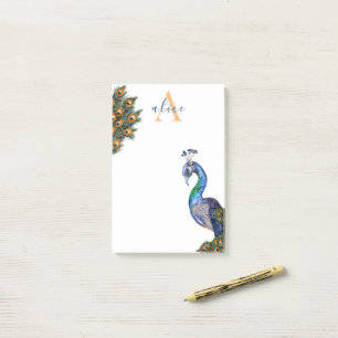 Post-it® Élégant aquarelle Peacock Monogramme