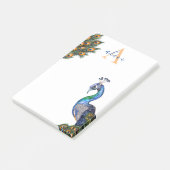 Post-it® Élégant aquarelle Peacock Monogramme (Incliné)