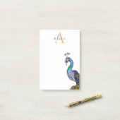 Post-it® Élégant aquarelle Peacock Monogramme (Sur un bureau)