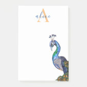 Post-it® Élégant aquarelle Peacock Monogramme (Devant)