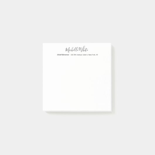 Post-it® Élégant Blanc Moderne Professionnel Simple (Devant)