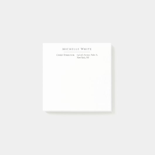 Post-it® Élégant Blanc Moderne Professionnel Simple (Devant)