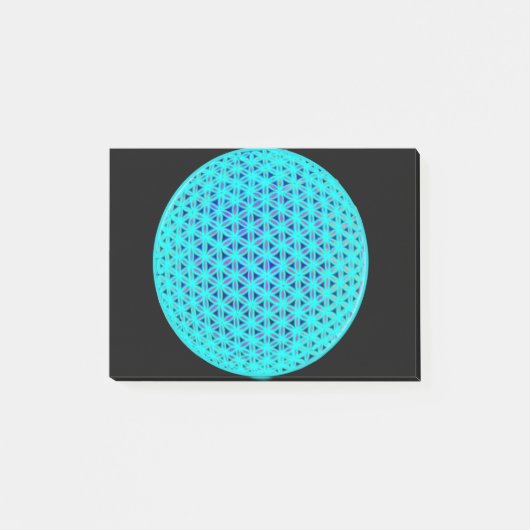 Post-it® Élégant bleu néon fleur turquoise de vie (Devant)