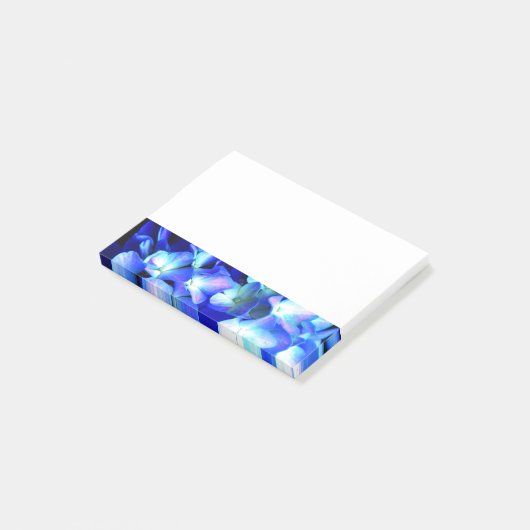 Post-it® Élégant bleu violet clair magenta hydrangée floral (Incliné)